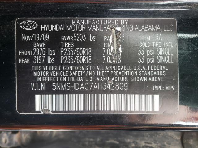 Photo 9 VIN: 5NMSHDAG7AH342809 - HYUNDAI SANTA FE S 