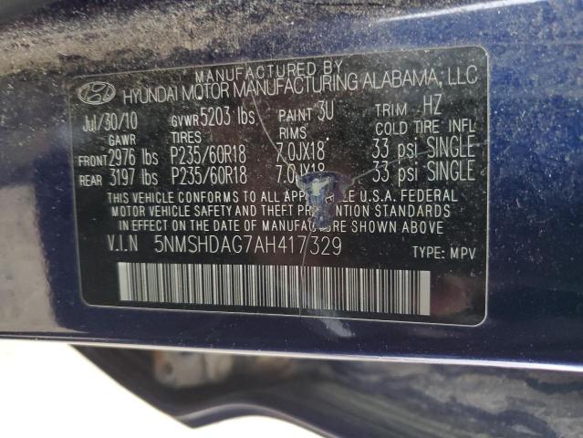 Photo 12 VIN: 5NMSHDAG7AH417329 - HYUNDAI SANTA FE 