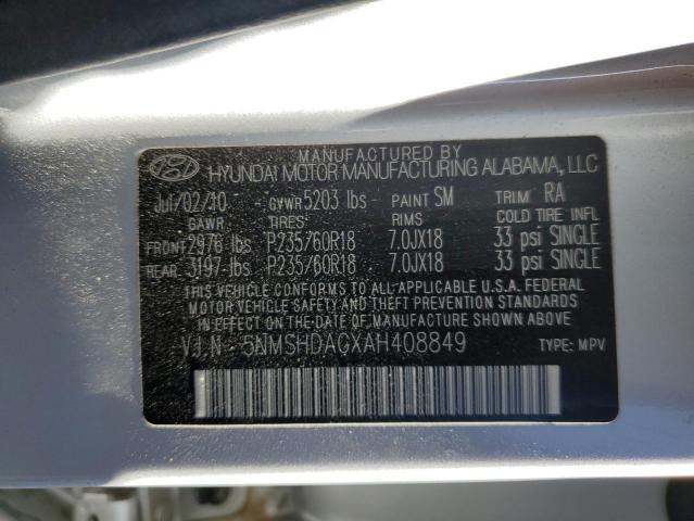 Photo 12 VIN: 5NMSHDAGXAH408849 - HYUNDAI SANTA FE S 