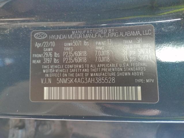 Photo 11 VIN: 5NMSK4AG3AH385528 - HYUNDAI SANTA FE L 