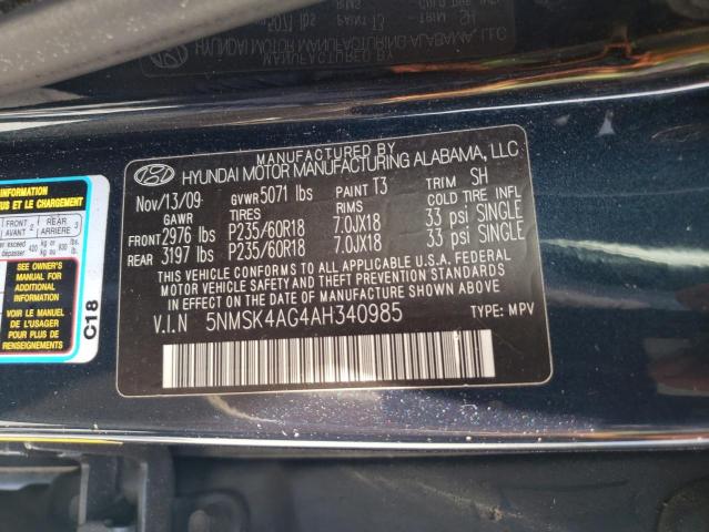 Photo 11 VIN: 5NMSK4AG4AH340985 - HYUNDAI SANTA FE 