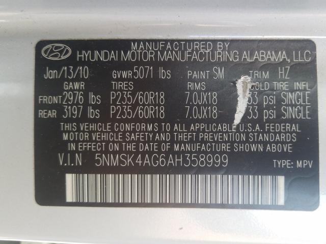 Photo 9 VIN: 5NMSK4AG6AH358999 - HYUNDAI SANTA FE L 