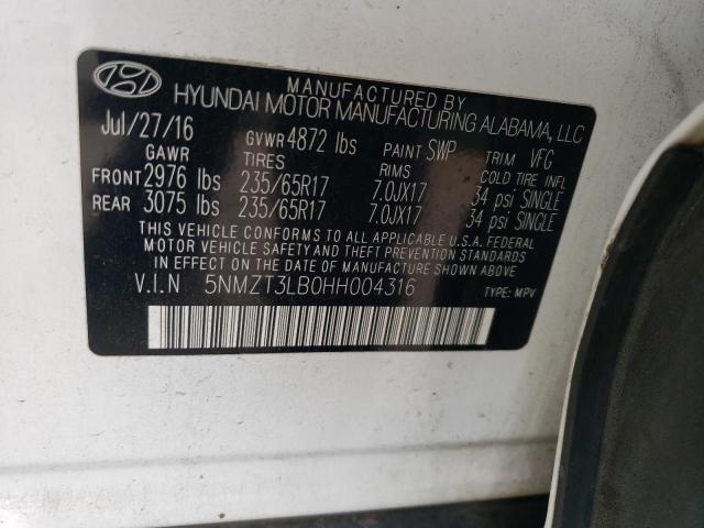 Photo 11 VIN: 5NMZT3LB0HH004316 - HYUNDAI SANTA FE 