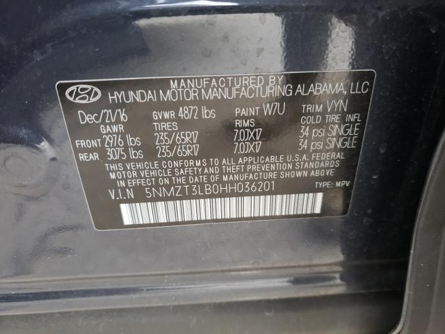 Photo 9 VIN: 5NMZT3LB0HH036201 - HYUNDAI SANTA FE S 