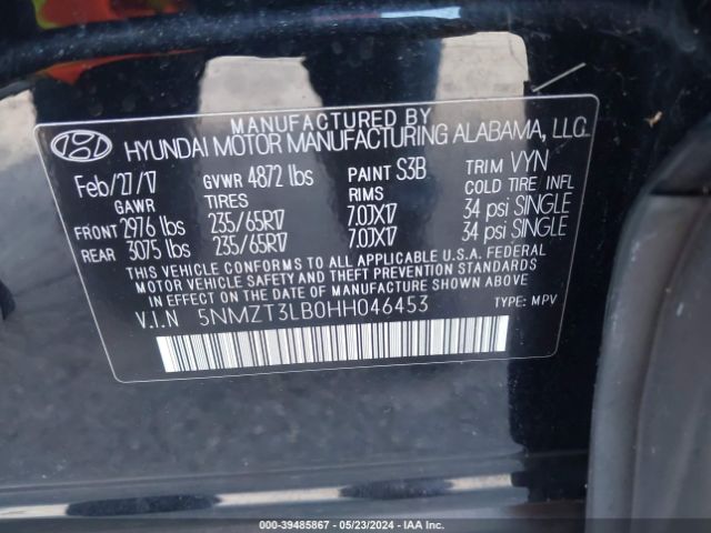 Photo 8 VIN: 5NMZT3LB0HH046453 - HYUNDAI SANTA FE SPORT 