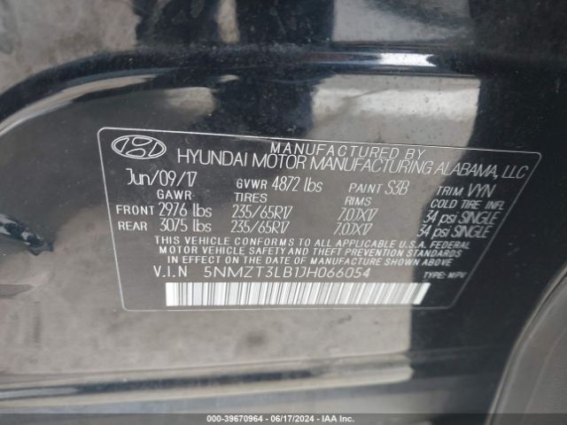 Photo 8 VIN: 5NMZT3LB1JH066054 - HYUNDAI SANTA FE SPORT 