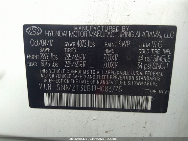 Photo 8 VIN: 5NMZT3LB1JH083775 - HYUNDAI SANTA FE SPORT 