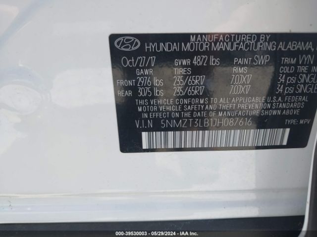 Photo 8 VIN: 5NMZT3LB1JH087616 - HYUNDAI SANTA FE SPORT 