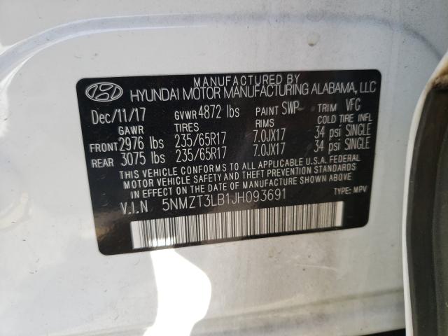 Photo 9 VIN: 5NMZT3LB1JH093691 - HYUNDAI SANTA FE S 