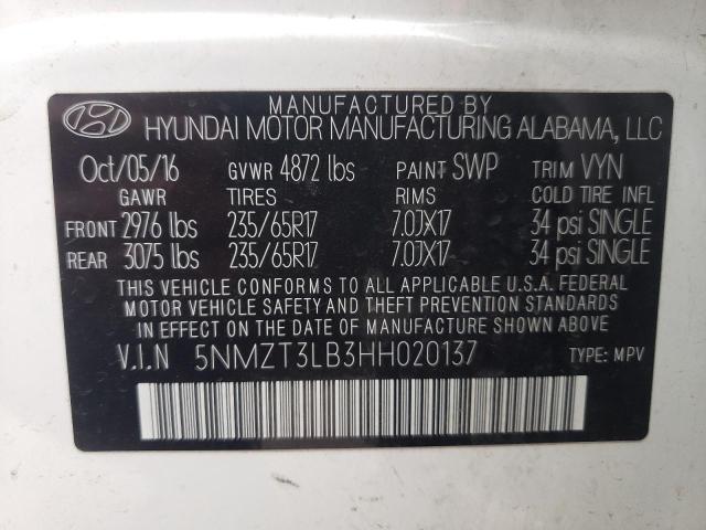 Photo 9 VIN: 5NMZT3LB3HH020137 - HYUNDAI SANTA FE S 