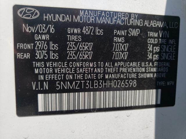 Photo 9 VIN: 5NMZT3LB3HH026598 - HYUNDAI SANTA FE 