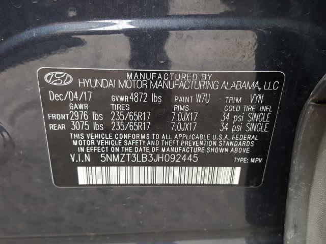 Photo 9 VIN: 5NMZT3LB3JH092445 - HYUNDAI SANTA FE S 