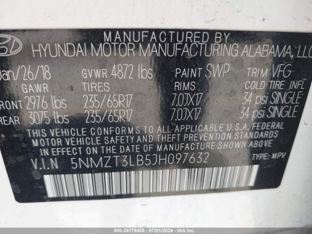 Photo 8 VIN: 5NMZT3LB5JH097632 - HYUNDAI SANTA FE SPORT 