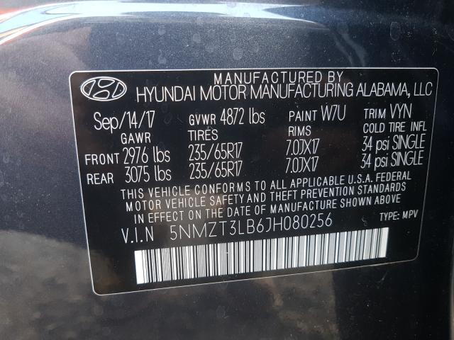 Photo 9 VIN: 5NMZT3LB6JH080256 - HYUNDAI SANTA FE S 