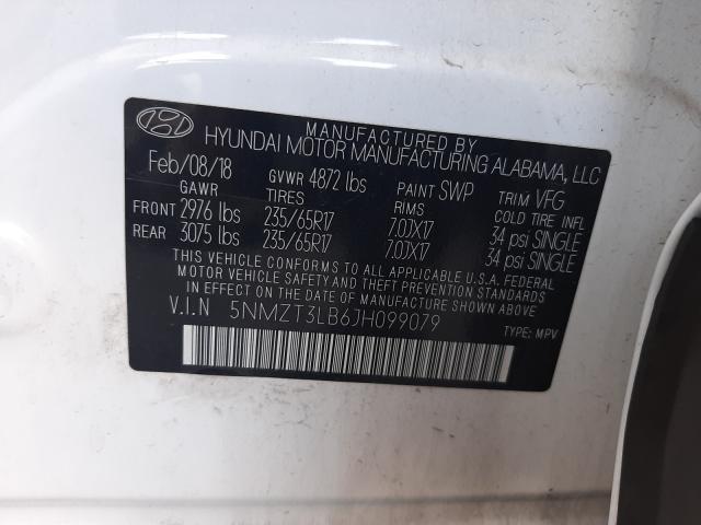 Photo 9 VIN: 5NMZT3LB6JH099079 - HYUNDAI SANTA FE 