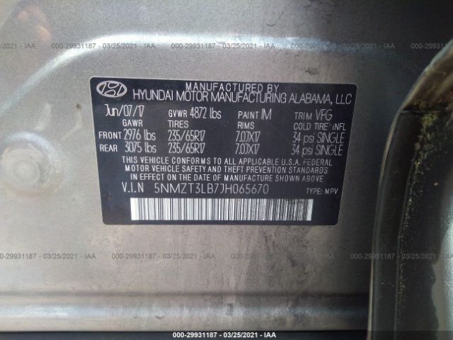 Photo 8 VIN: 5NMZT3LB7JH065670 - HYUNDAI SANTA FE SPORT 