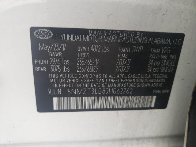 Photo 12 VIN: 5NMZT3LB8JH062762 - HYUNDAI SANTA FE S 