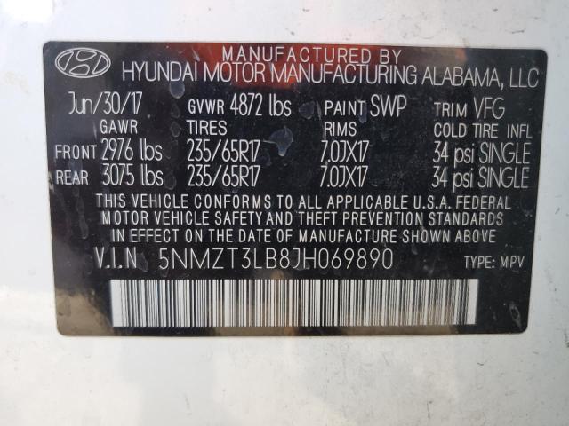 Photo 12 VIN: 5NMZT3LB8JH069890 - HYUNDAI SANTA FE 