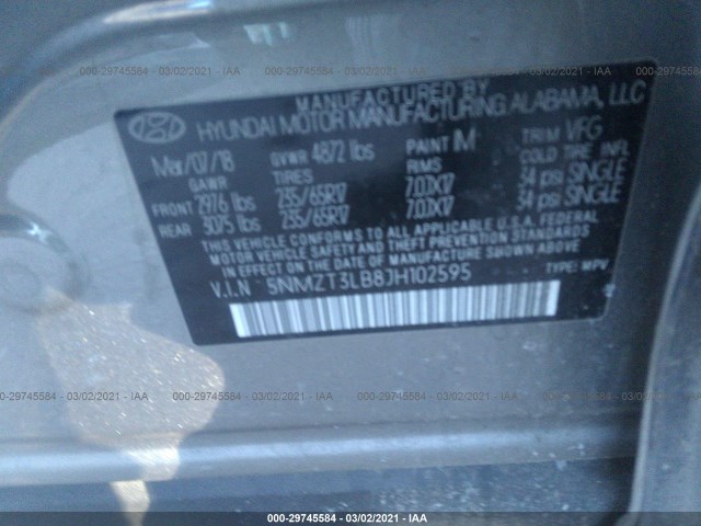 Photo 8 VIN: 5NMZT3LB8JH102595 - HYUNDAI SANTA FE SPORT 