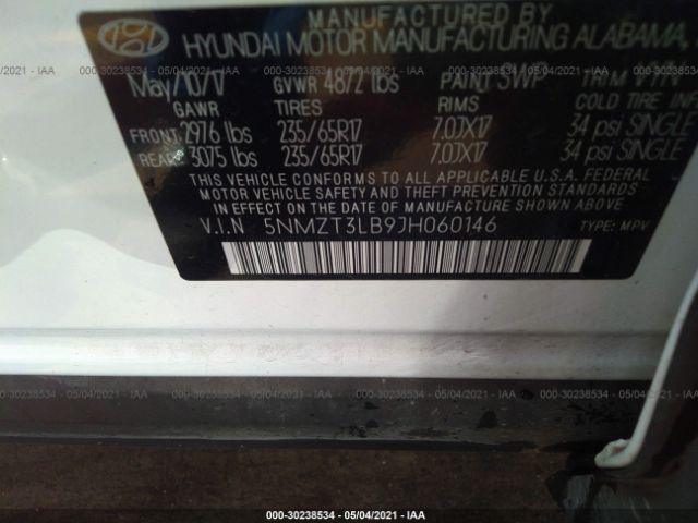 Photo 8 VIN: 5NMZT3LB9JH060146 - HYUNDAI SANTA FE SPORT 