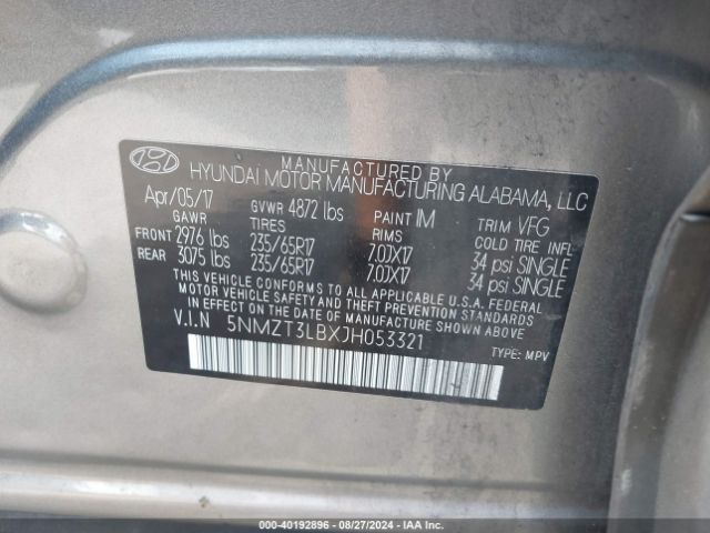 Photo 8 VIN: 5NMZT3LBXJH053321 - HYUNDAI SANTA FE SPORT 