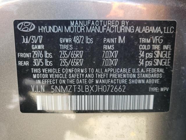 Photo 11 VIN: 5NMZT3LBXJH072662 - HYUNDAI SANTA FE S 