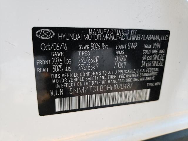 Photo 11 VIN: 5NMZTDLB0HH020487 - HYUNDAI SANTA FE 