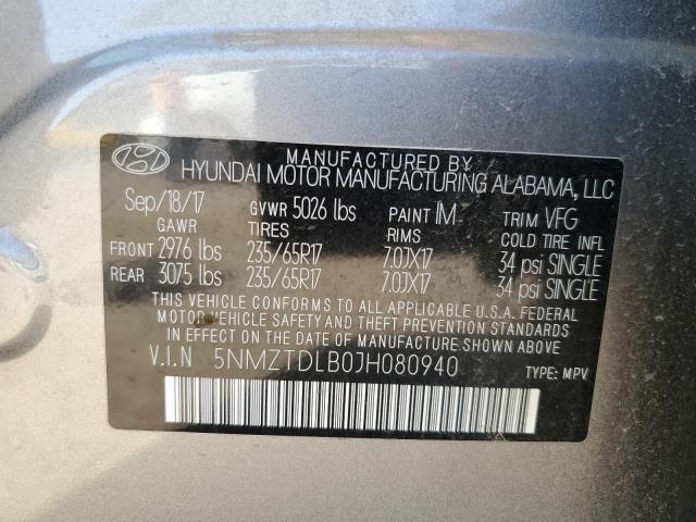 Photo 12 VIN: 5NMZTDLB0JH080940 - HYUNDAI SANTA FE S 