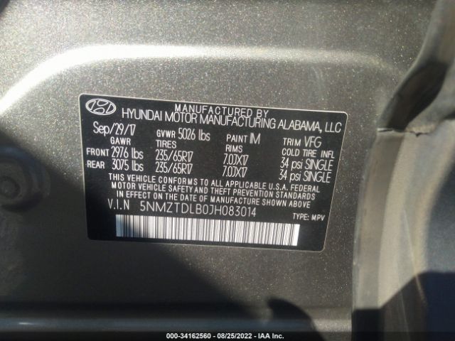 Photo 8 VIN: 5NMZTDLB0JH083014 - HYUNDAI SANTA FE SPORT 