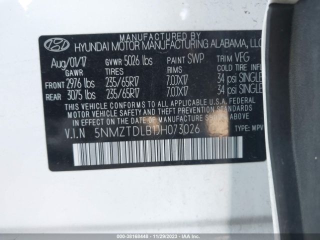 Photo 8 VIN: 5NMZTDLB1JH073026 - HYUNDAI SANTA FE SPORT 