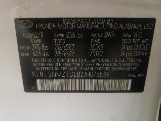 Photo 9 VIN: 5NMZTDLB2JH076839 - HYUNDAI SANTA FE S 