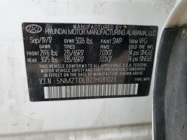 Photo 12 VIN: 5NMZTDLB2JH081023 - HYUNDAI SANTA FE 