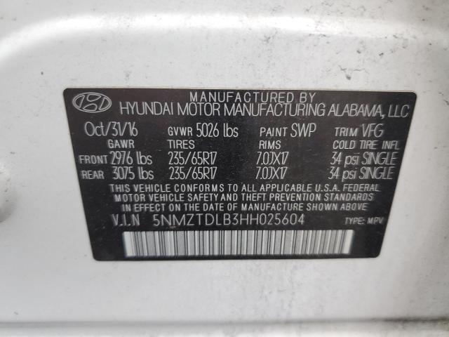 Photo 12 VIN: 5NMZTDLB3HH025604 - HYUNDAI SANTA FE S 