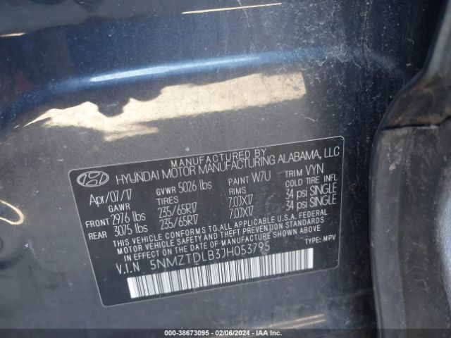 Photo 8 VIN: 5NMZTDLB3JH053795 - HYUNDAI SANTA FE SPORT 