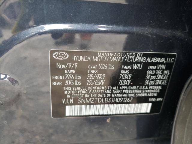 Photo 9 VIN: 5NMZTDLB3JH091267 - HYUNDAI SANTA FE S 