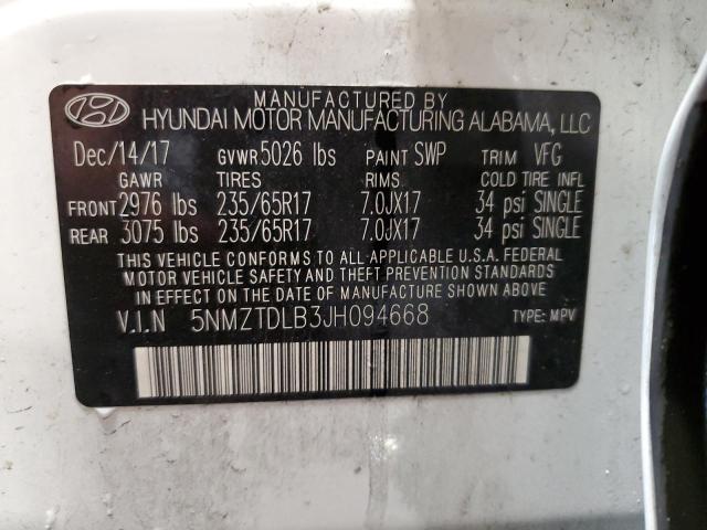 Photo 12 VIN: 5NMZTDLB3JH094668 - HYUNDAI SANTA FE 