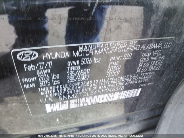 Photo 8 VIN: 5NMZTDLB4HH046378 - HYUNDAI SANTA FE SPORT 