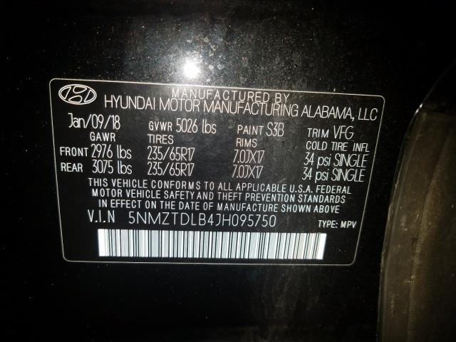 Photo 9 VIN: 5NMZTDLB4JH095750 - HYUNDAI SANTA FE 