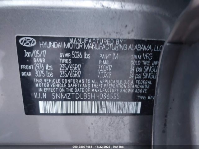 Photo 8 VIN: 5NMZTDLB5HH036555 - HYUNDAI SANTA FE SPORT 