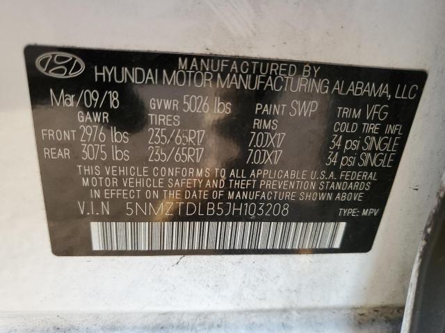 Photo 11 VIN: 5NMZTDLB5JH103208 - HYUNDAI SANTA FE 