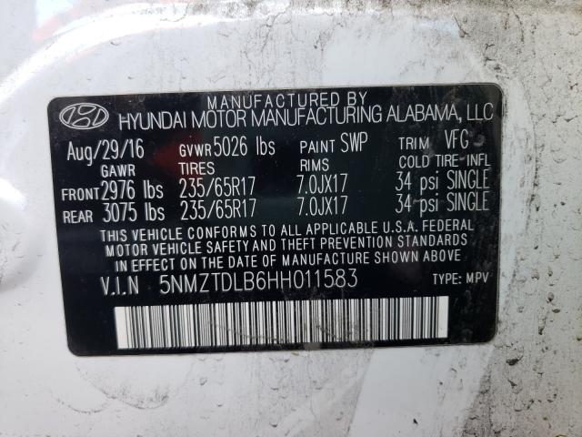 Photo 9 VIN: 5NMZTDLB6HH011583 - HYUNDAI SANTA FE S 