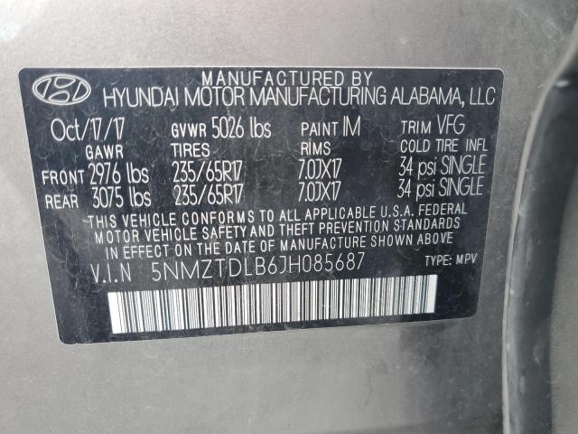 Photo 11 VIN: 5NMZTDLB6JH085687 - HYUNDAI SANTA FE S 