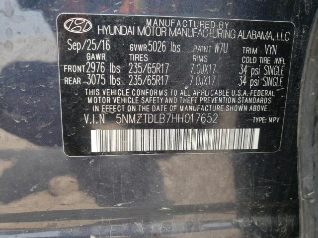 Photo 12 VIN: 5NMZTDLB7HH017652 - HYUNDAI SANTA FE S 