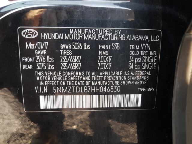 Photo 9 VIN: 5NMZTDLB7HH046830 - HYUNDAI SANTA FE S 