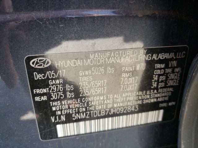 Photo 9 VIN: 5NMZTDLB7JH092843 - HYUNDAI SANTA FE S 