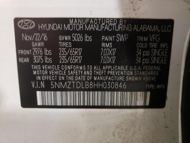 Photo 11 VIN: 5NMZTDLB8HH030846 - HYUNDAI SANTA FE S 