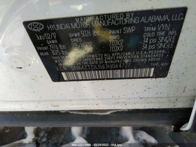 Photo 8 VIN: 5NMZTDLB8JH064727 - HYUNDAI SANTA FE SPORT 