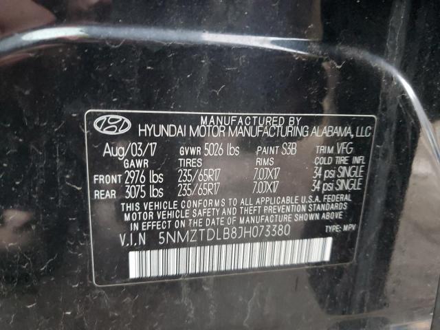 Photo 12 VIN: 5NMZTDLB8JH073380 - HYUNDAI SANTA FE S 