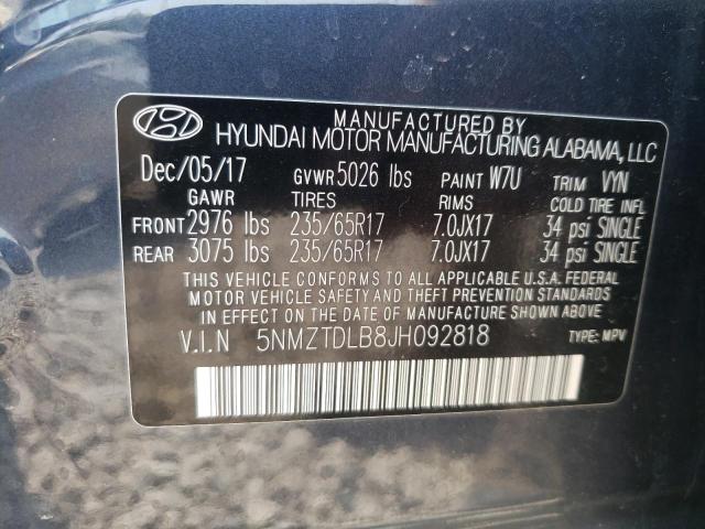 Photo 12 VIN: 5NMZTDLB8JH092818 - HYUNDAI SANTA FE S 