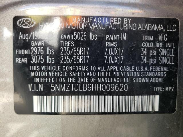 Photo 12 VIN: 5NMZTDLB9HH009620 - HYUNDAI SANTA FE 